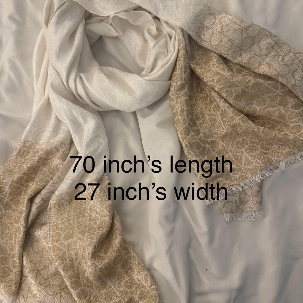 Elegant White and Gold Scarf